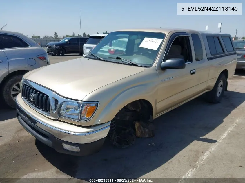 2002 Toyota Tacoma VIN: 5TEVL52N42Z118140 Lot: 40235911