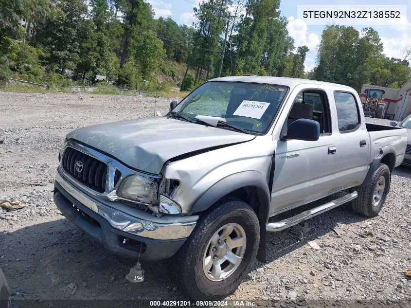 2002 Toyota Tacoma Prerunner V6 VIN: 5TEGN92N32Z138552 Lot: 40291201