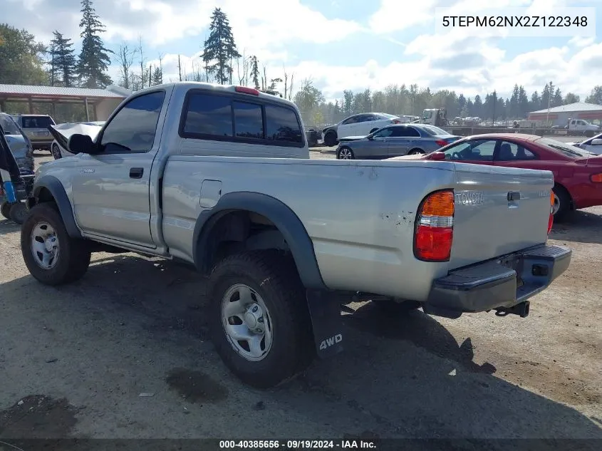 2002 Toyota Tacoma VIN: 5TEPM62NX2Z122348 Lot: 40385656