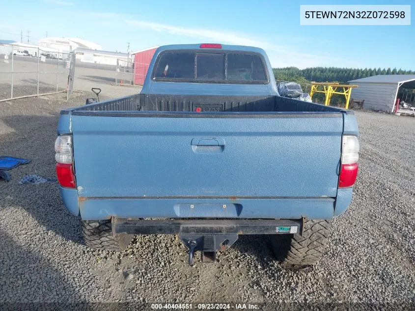 2002 Toyota Tacoma Xtracab VIN: 5TEWN72N32Z072598 Lot: 40404551