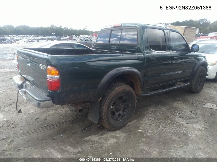 2002 Toyota Tacoma Prerunner V6 VIN: 5TEGN92N82Z051388 Lot: 40455369