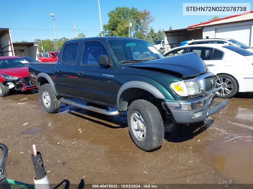 2002 Toyota Tacoma Base V6 VIN: 5TEHN72N02Z078738 Lot: 40478932