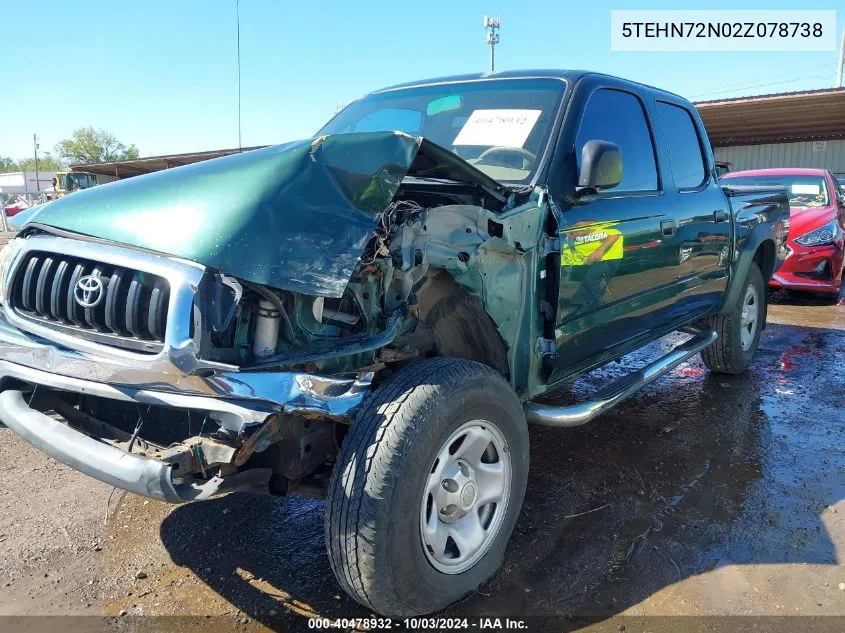 2002 Toyota Tacoma Base V6 VIN: 5TEHN72N02Z078738 Lot: 40478932