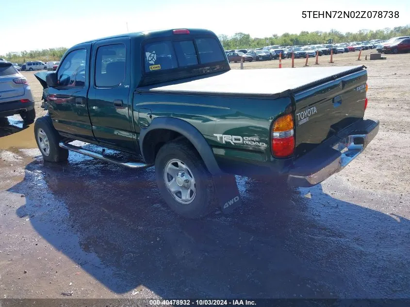 2002 Toyota Tacoma Base V6 VIN: 5TEHN72N02Z078738 Lot: 40478932