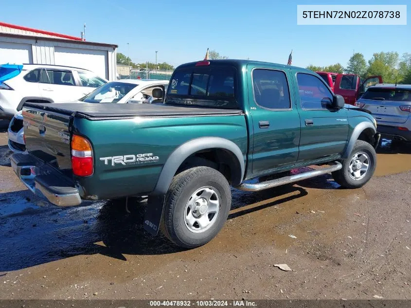 2002 Toyota Tacoma Base V6 VIN: 5TEHN72N02Z078738 Lot: 40478932