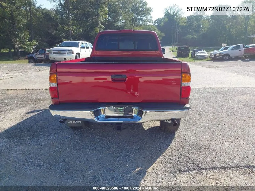 2002 Toyota Tacoma VIN: 5TEWM72N02Z107276 Lot: 40528586