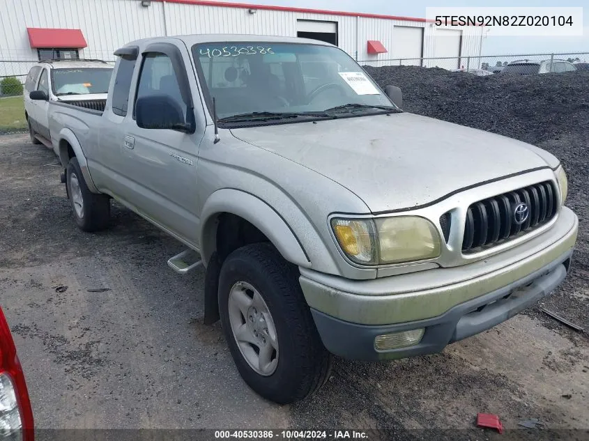 2002 Toyota Tacoma Prerunner V6 VIN: 5TESN92N82Z020104 Lot: 40530386