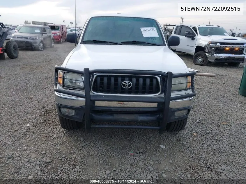 2002 Toyota Tacoma Base V6 VIN: 5TEWN72N72Z092515 Lot: 40538775