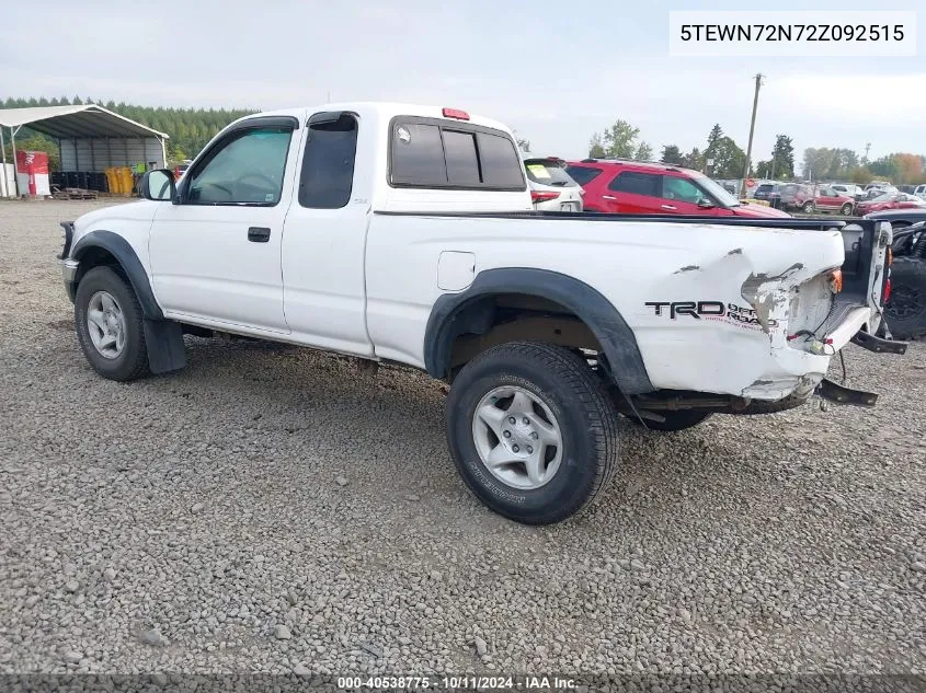 2002 Toyota Tacoma Base V6 VIN: 5TEWN72N72Z092515 Lot: 40538775