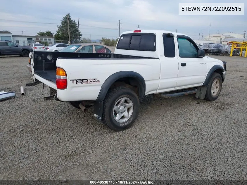 2002 Toyota Tacoma Base V6 VIN: 5TEWN72N72Z092515 Lot: 40538775