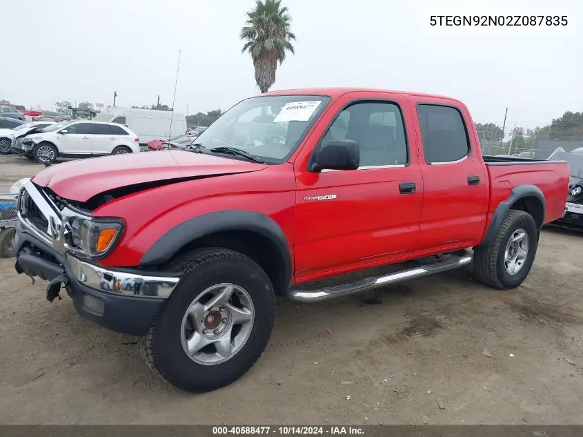 2002 Toyota Tacoma Prerunner V6 VIN: 5TEGN92N02Z087835 Lot: 40588477