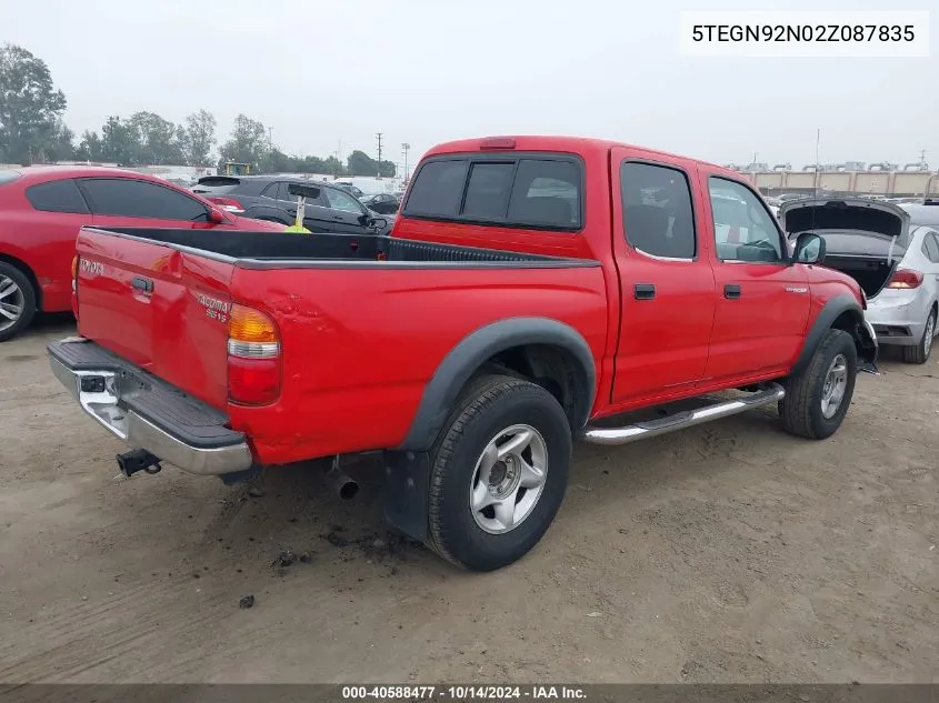 2002 Toyota Tacoma Prerunner V6 VIN: 5TEGN92N02Z087835 Lot: 40588477