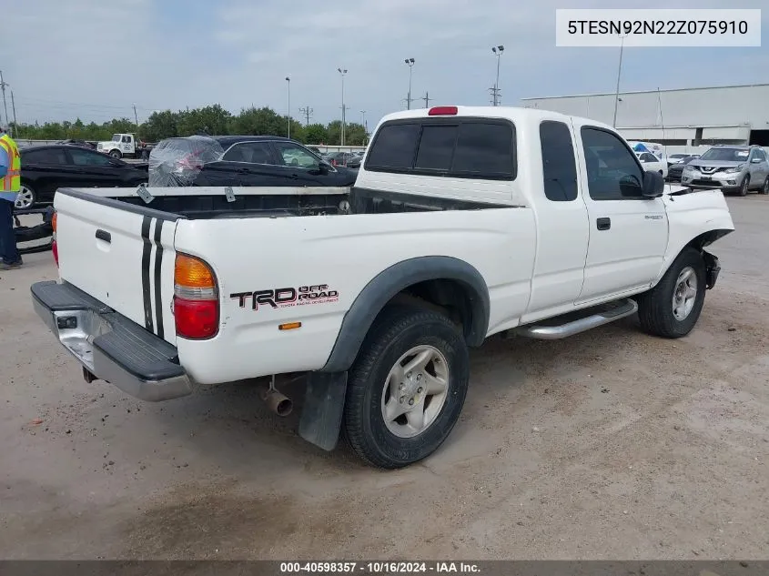 2002 Toyota Tacoma Prerunner V6 VIN: 5TESN92N22Z075910 Lot: 40598357