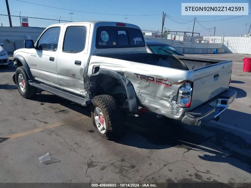 2002 Toyota Tacoma Prerunner V6 VIN: 5TEGN92N02Z142591 Lot: 40608602