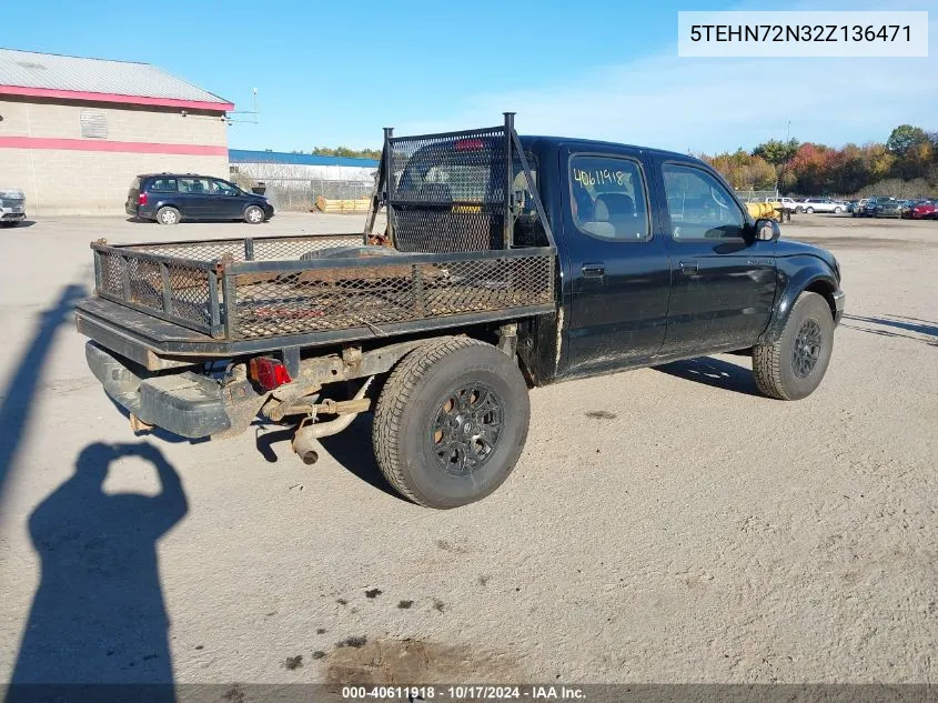 2002 Toyota Tacoma Base V6 VIN: 5TEHN72N32Z136471 Lot: 40611918