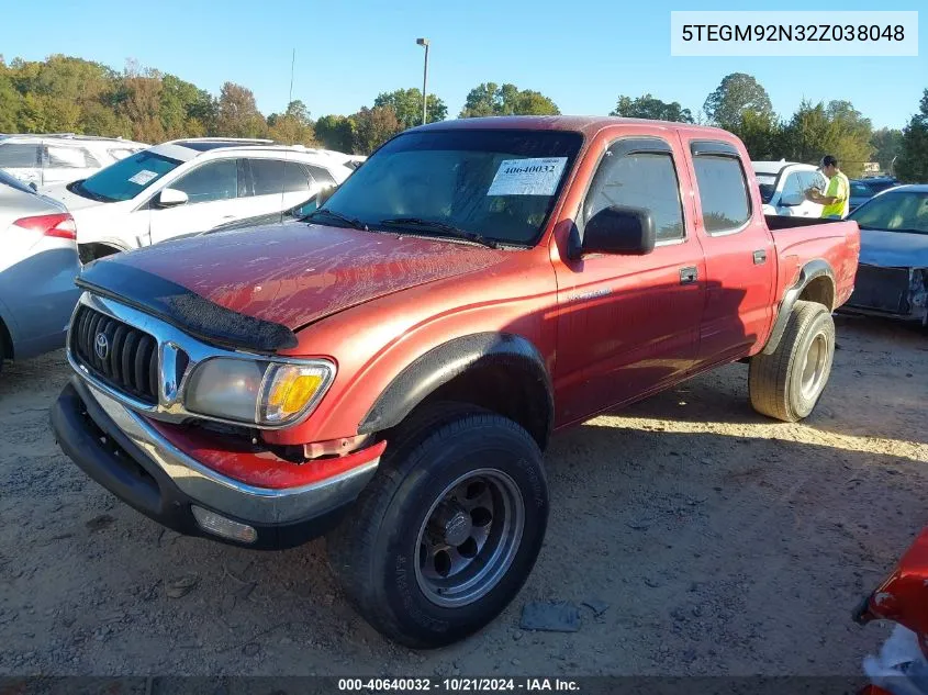 2002 Toyota Tacoma Double Cab Prerunner VIN: 5TEGM92N32Z038048 Lot: 40640032