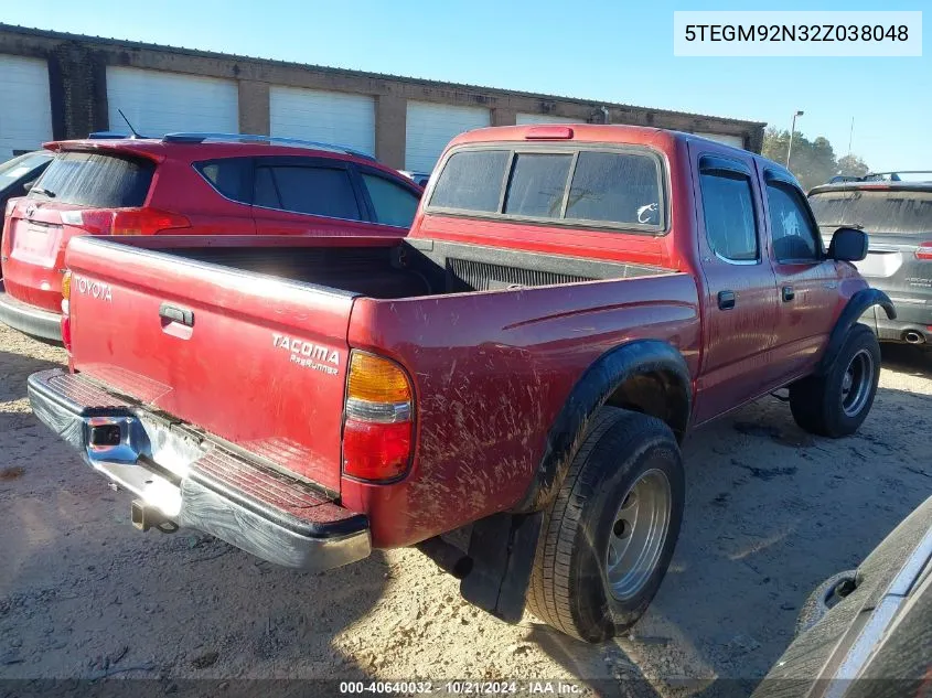 2002 Toyota Tacoma Double Cab Prerunner VIN: 5TEGM92N32Z038048 Lot: 40640032