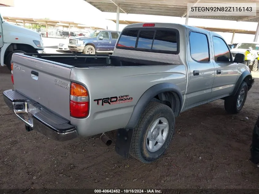 2002 Toyota Tacoma Prerunner V6 VIN: 5TEGN92N82Z116143 Lot: 40642452