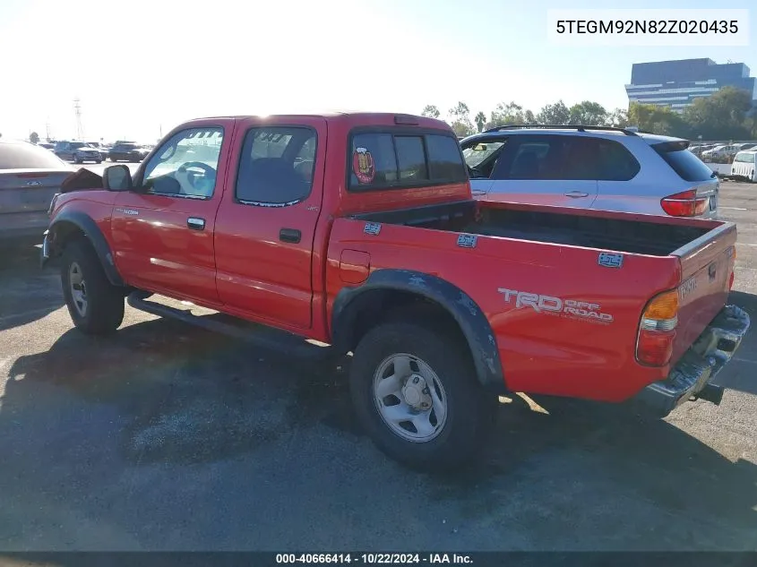 2002 Toyota Tacoma Prerunner VIN: 5TEGM92N82Z020435 Lot: 40666414