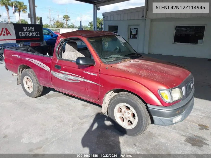 2002 Toyota Tacoma VIN: 5TENL42N12Z114945 Lot: 40674586