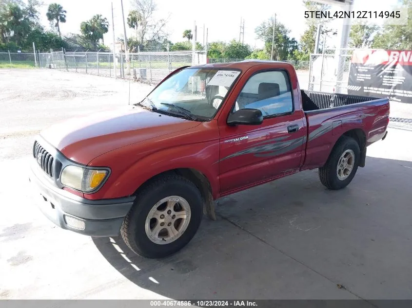 2002 Toyota Tacoma VIN: 5TENL42N12Z114945 Lot: 40674586