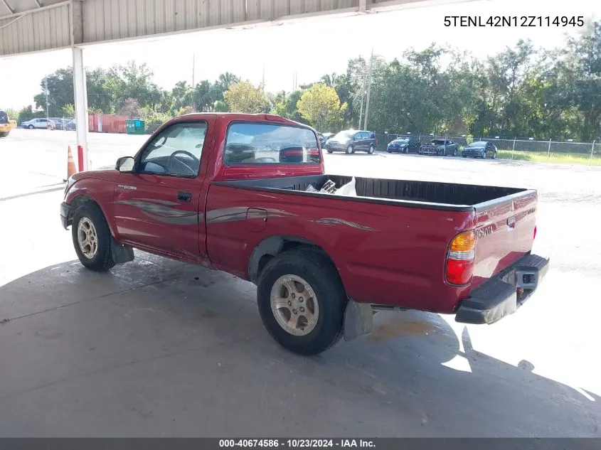 2002 Toyota Tacoma VIN: 5TENL42N12Z114945 Lot: 40674586