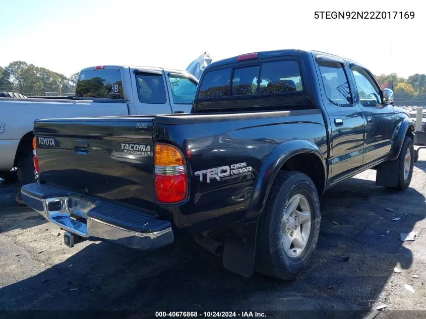 2002 Toyota Tacoma Prerunner V6 VIN: 5TEGN92N22Z017169 Lot: 40676868