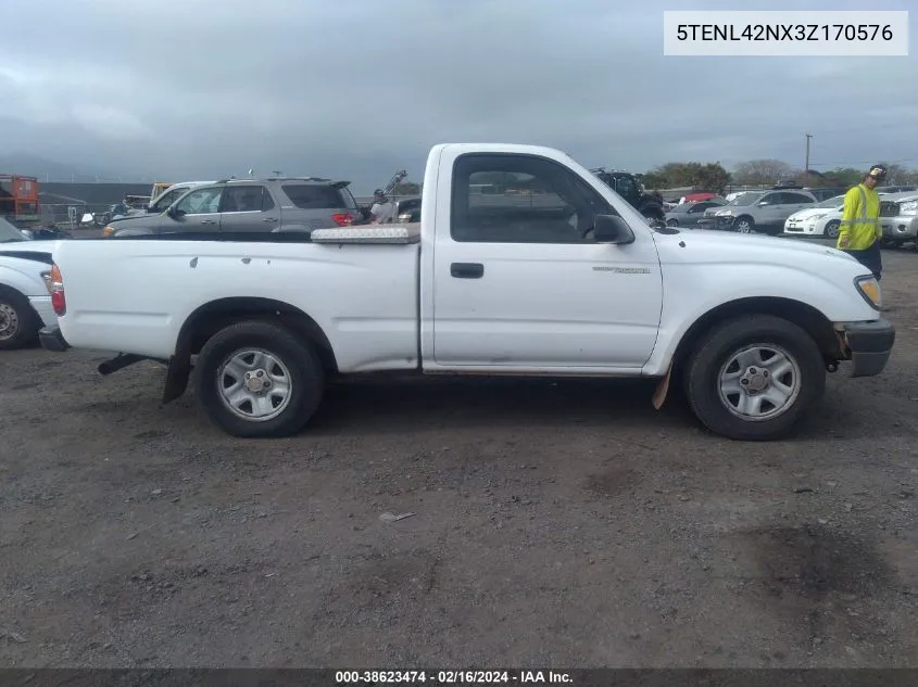 2003 Toyota Tacoma Base (A4) VIN: 5TENL42NX3Z170576 Lot: 38623474