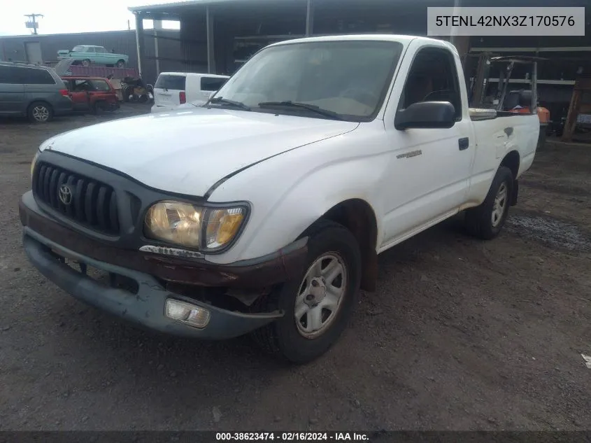 2003 Toyota Tacoma Base (A4) VIN: 5TENL42NX3Z170576 Lot: 38623474