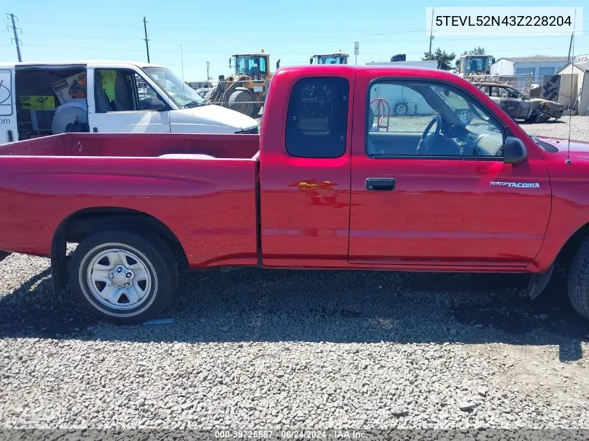 2003 Toyota Tacoma VIN: 5TEVL52N43Z228204 Lot: 39725557