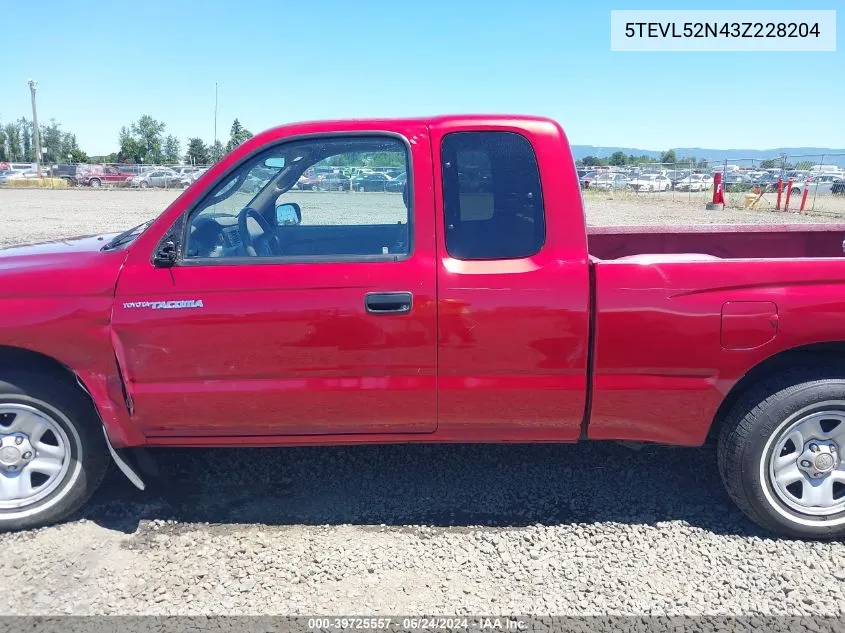 2003 Toyota Tacoma VIN: 5TEVL52N43Z228204 Lot: 39725557