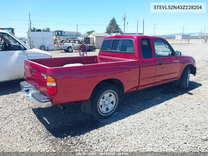 2003 Toyota Tacoma VIN: 5TEVL52N43Z228204 Lot: 39725557