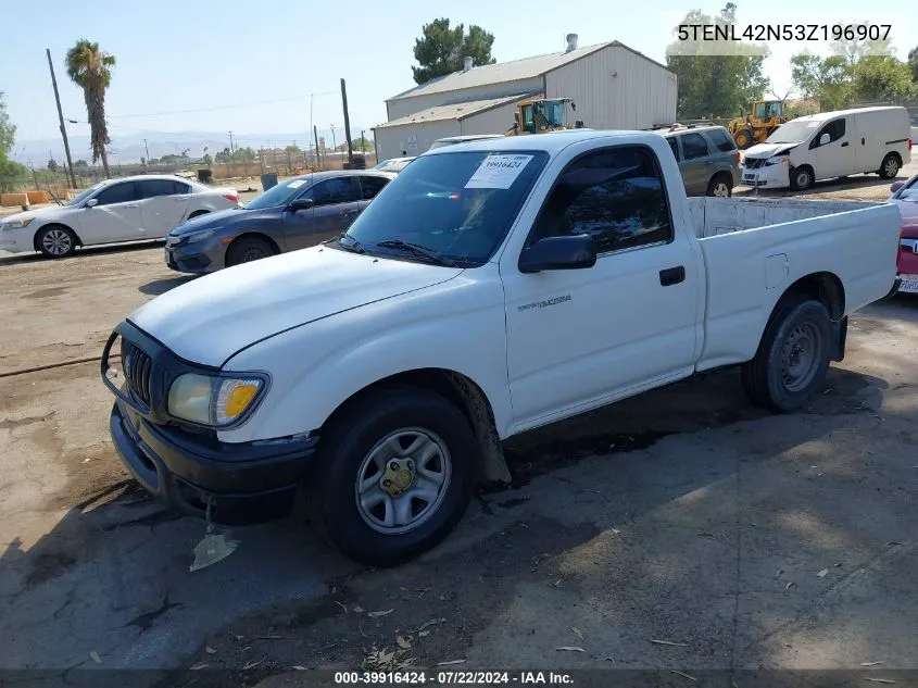 2003 Toyota Tacoma VIN: 5TENL42N53Z196907 Lot: 39916424