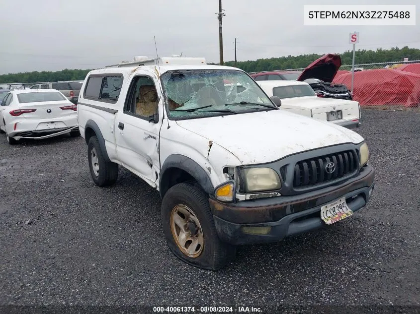 2003 Toyota Tacoma VIN: 5TEPM62NX3Z275488 Lot: 40061374