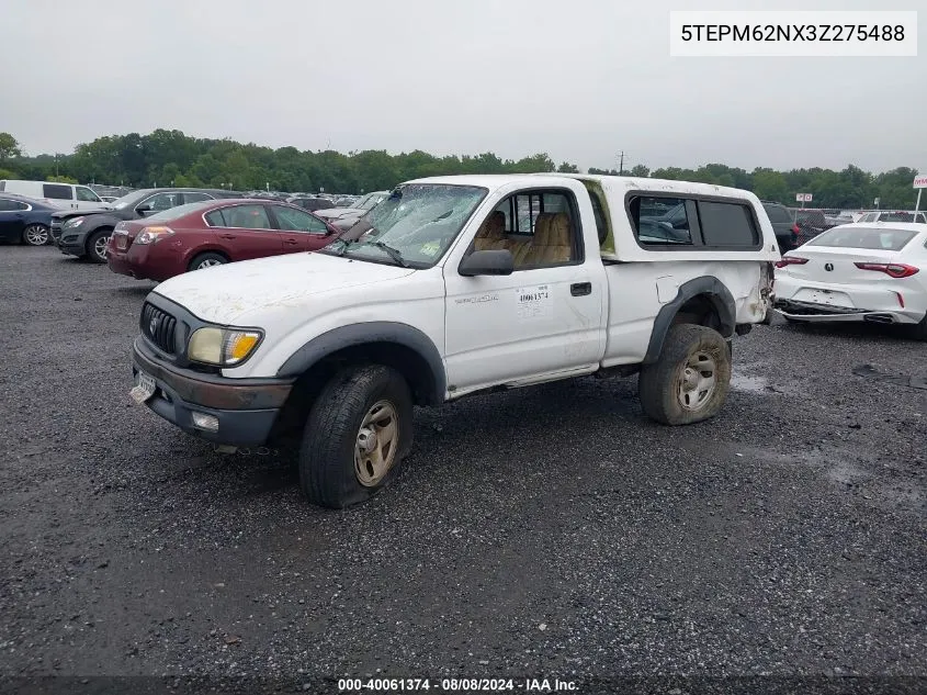 2003 Toyota Tacoma VIN: 5TEPM62NX3Z275488 Lot: 40061374