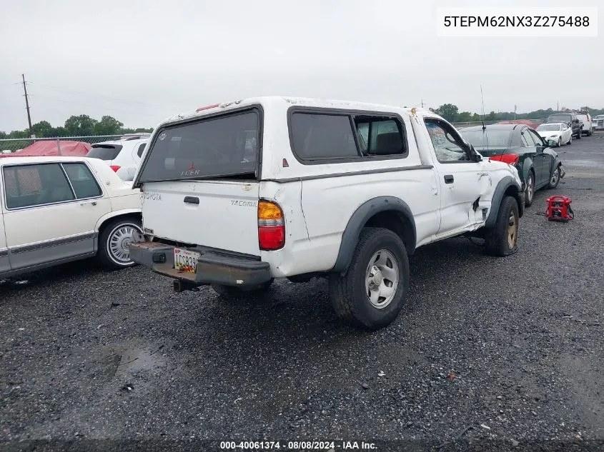 2003 Toyota Tacoma VIN: 5TEPM62NX3Z275488 Lot: 40061374