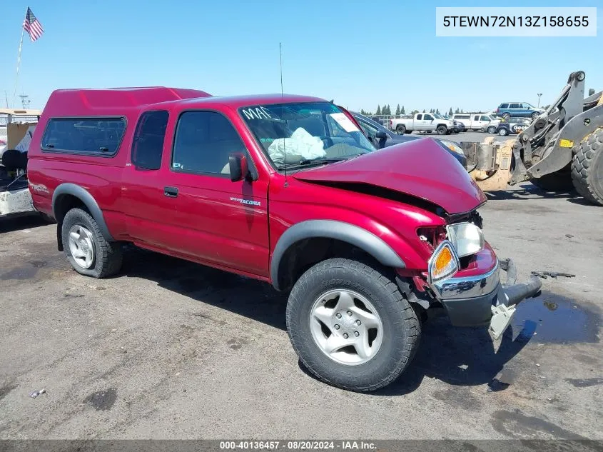 2003 Toyota Tacoma Base V6 VIN: 5TEWN72N13Z158655 Lot: 40136457