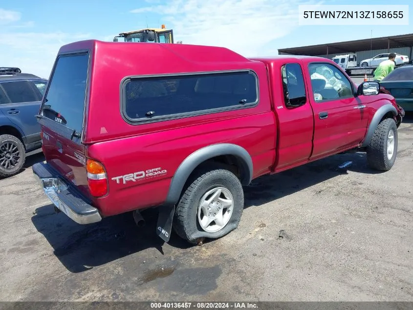 2003 Toyota Tacoma Base V6 VIN: 5TEWN72N13Z158655 Lot: 40136457