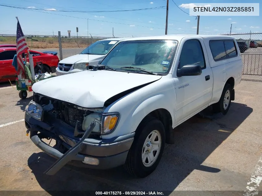 2003 Toyota Tacoma VIN: 5TENL42N03Z285851 Lot: 40175275