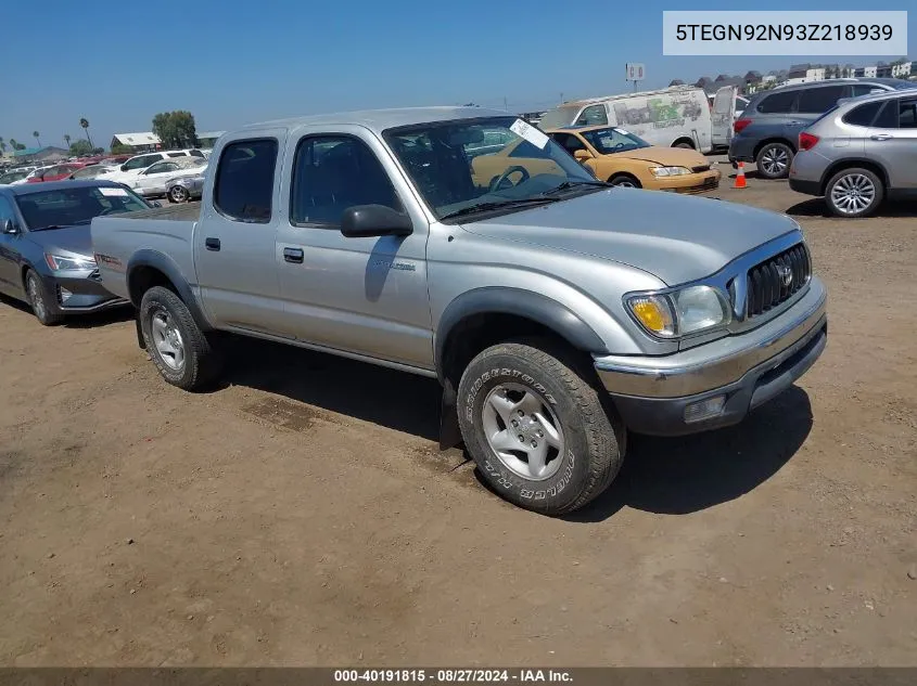 2003 Toyota Tacoma Prerunner V6 VIN: 5TEGN92N93Z218939 Lot: 40191815