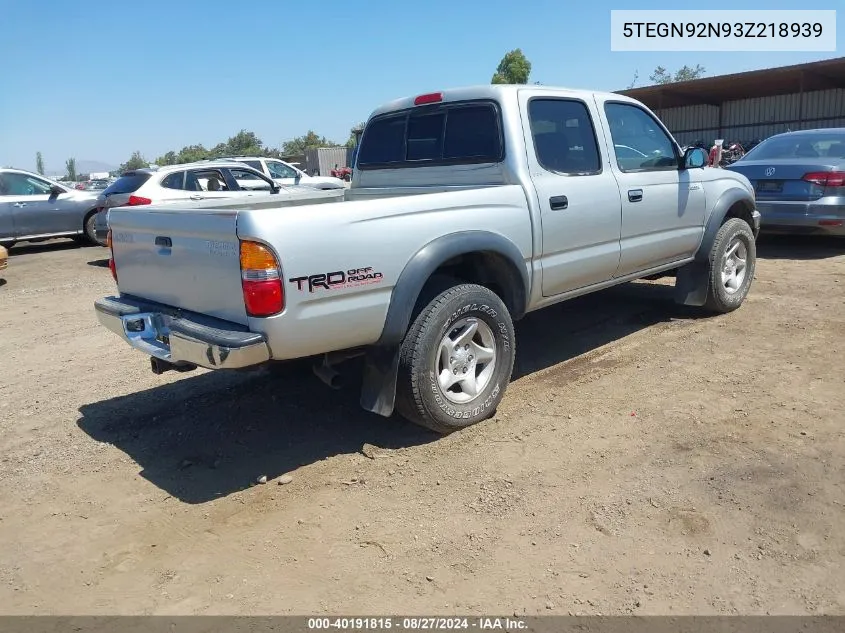 2003 Toyota Tacoma Prerunner V6 VIN: 5TEGN92N93Z218939 Lot: 40191815