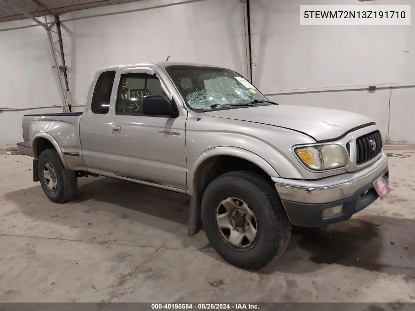 2003 Toyota Tacoma VIN: 5TEWM72N13Z191710 Lot: 40195584