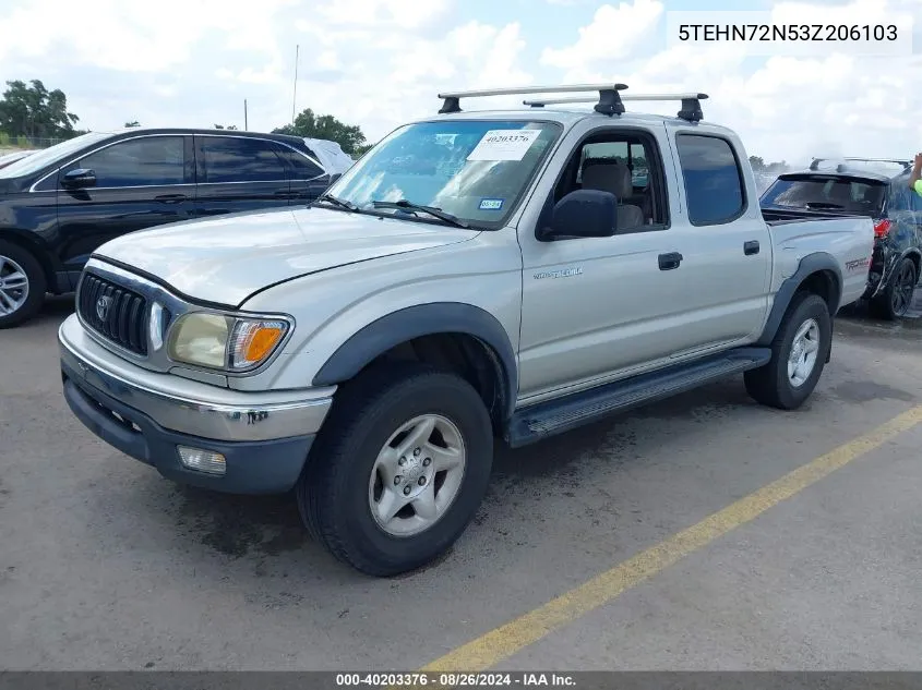 2003 Toyota Tacoma Base V6 VIN: 5TEHN72N53Z206103 Lot: 40203376