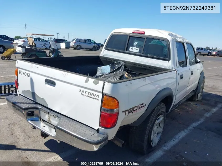 2003 Toyota Tacoma Prerunner V6 VIN: 5TEGN92N73Z249381 Lot: 40228705