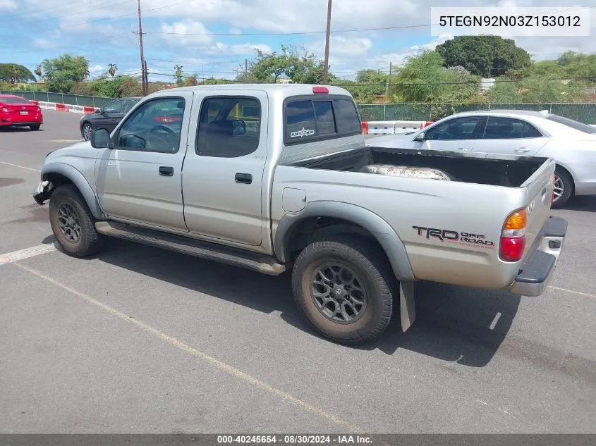 2003 Toyota Tacoma Prerunner V6 VIN: 5TEGN92N03Z153012 Lot: 40245654