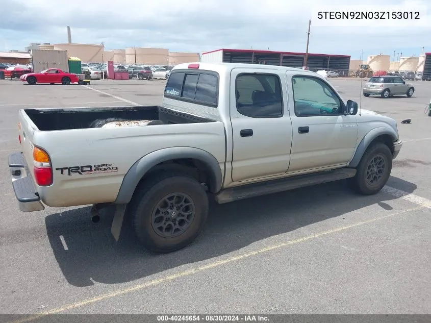 2003 Toyota Tacoma Prerunner V6 VIN: 5TEGN92N03Z153012 Lot: 40245654