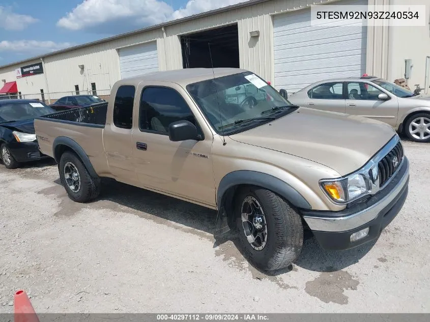 2003 Toyota Tacoma Prerunner VIN: 5TESM92N93Z240534 Lot: 40297112