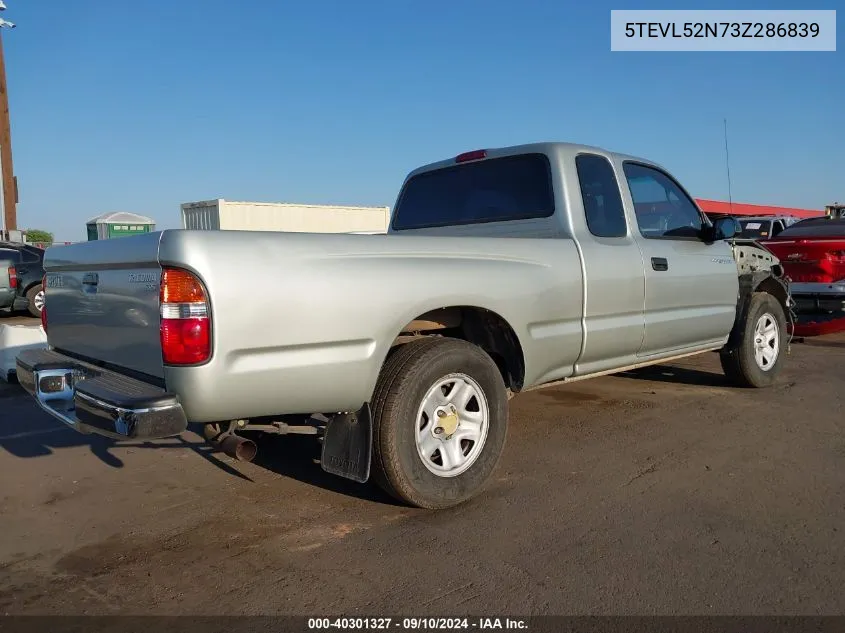 2003 Toyota Tacoma VIN: 5TEVL52N73Z286839 Lot: 40301327