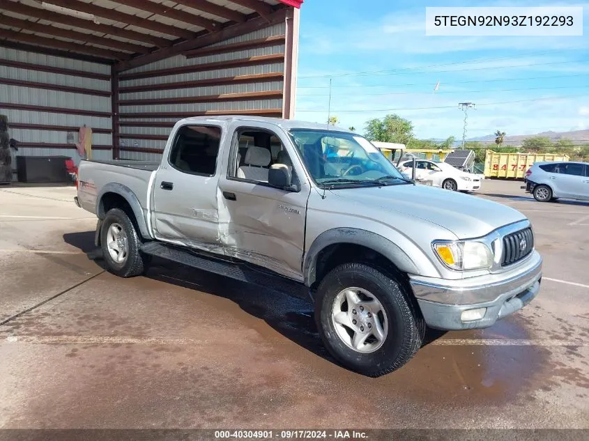 2003 Toyota Tacoma Prerunner V6 VIN: 5TEGN92N93Z192293 Lot: 40304901