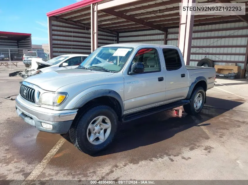 2003 Toyota Tacoma Prerunner V6 VIN: 5TEGN92N93Z192293 Lot: 40304901